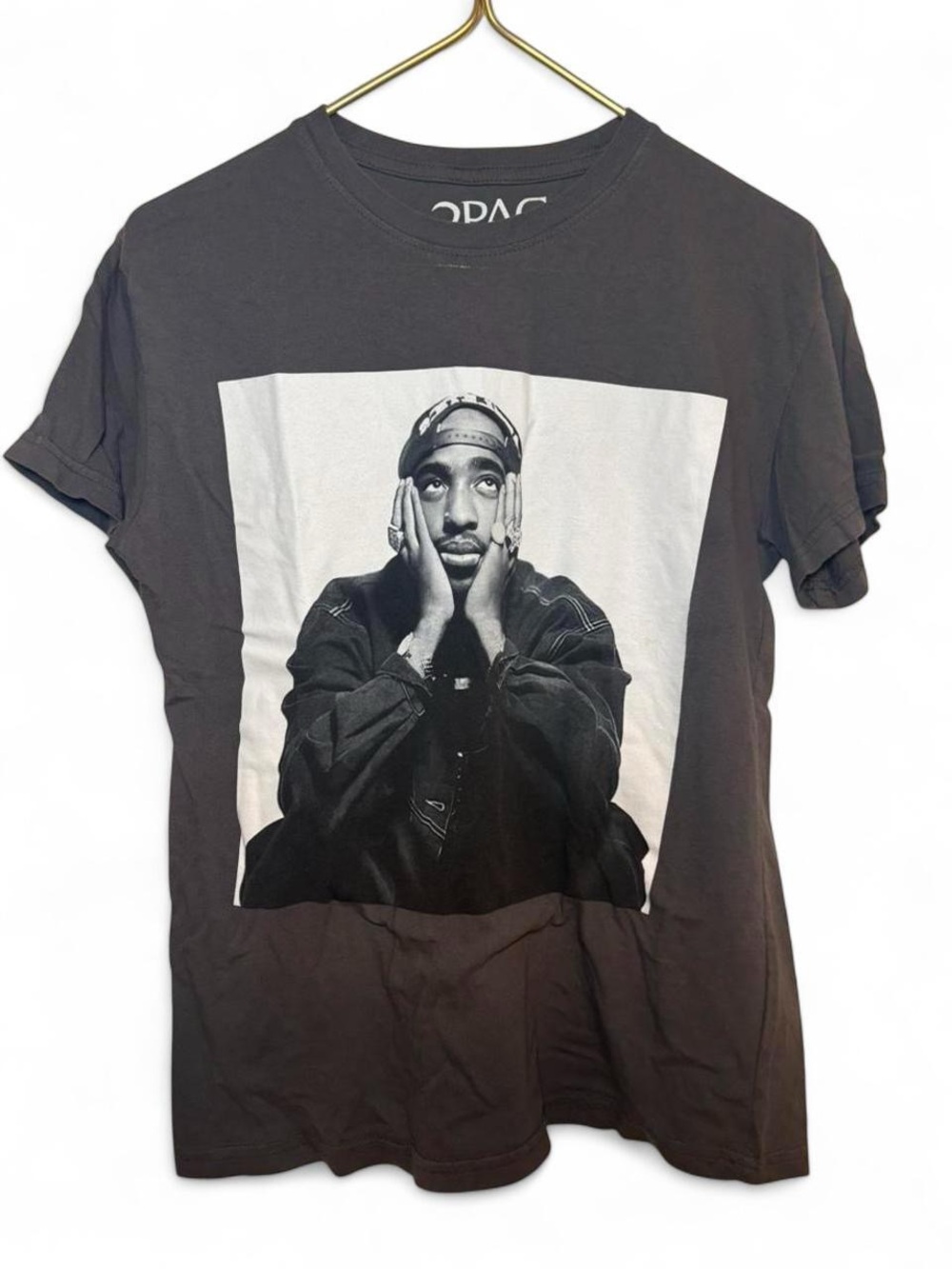 2Pac Tupac Charcoal Gray Graphic Tee